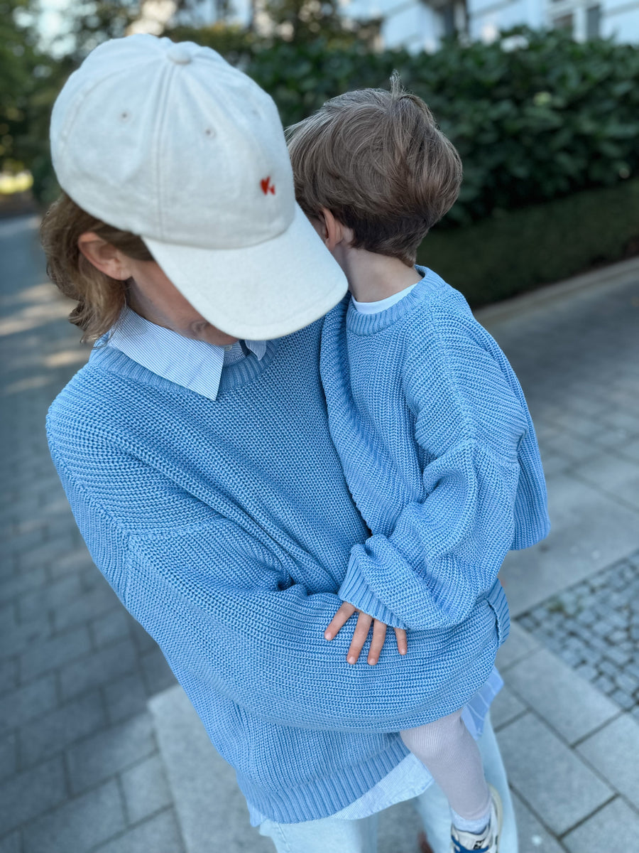 Partnerlook Mama und Kind blauer Pullover