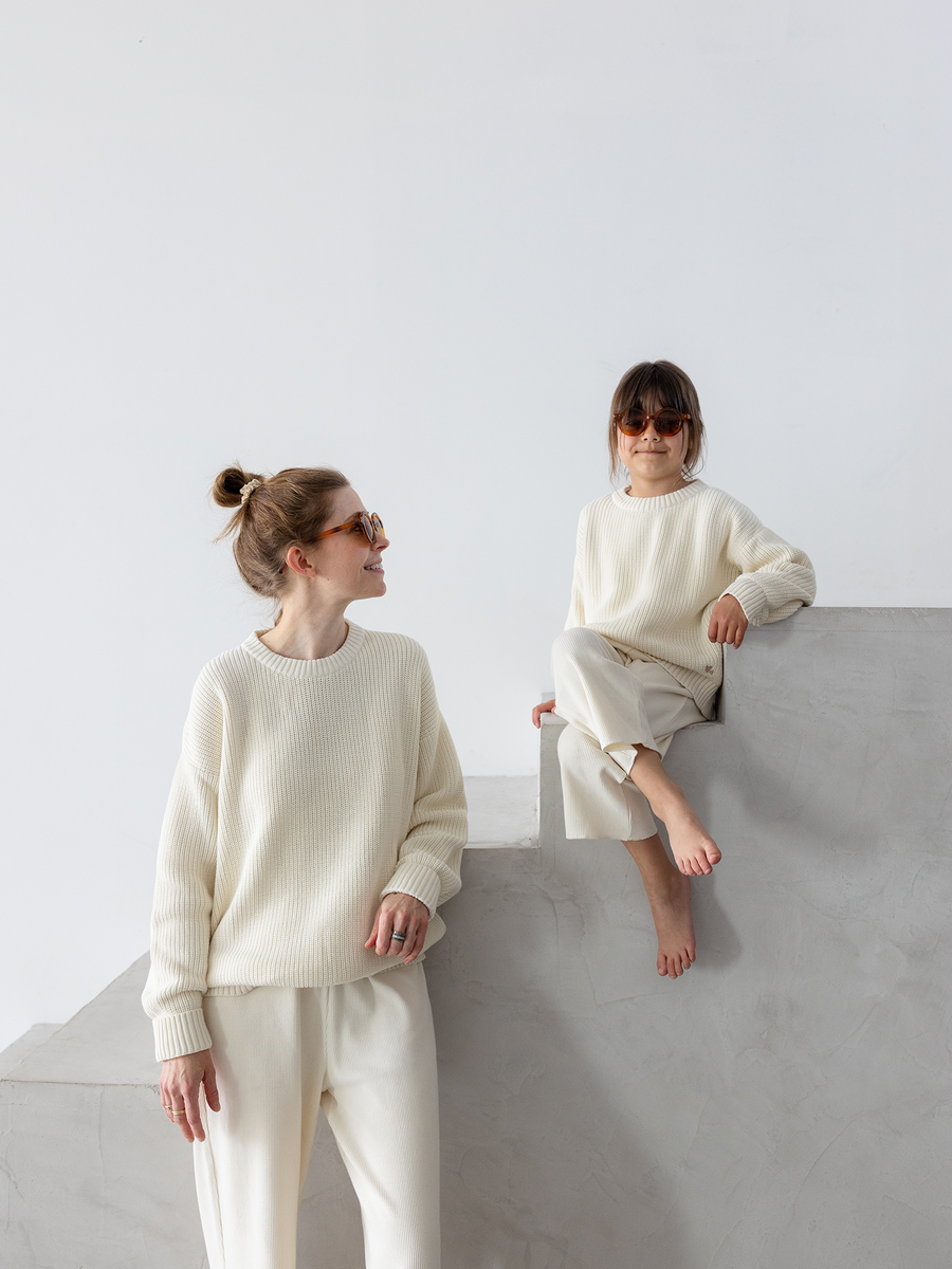 Mutter Tochter Partnerlook in Chunky Knit Coconut
