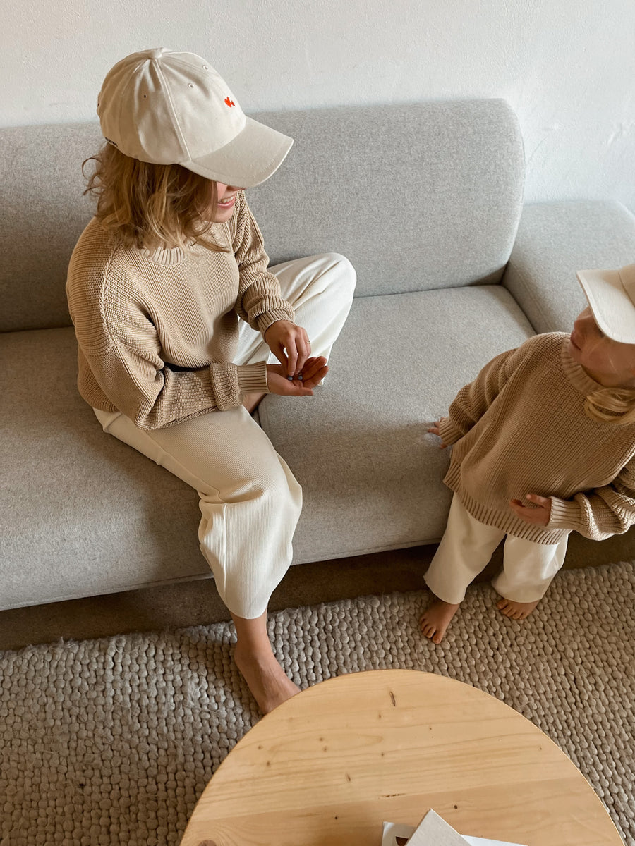 Partnerlook Mutter Tochter Strickpullover beige